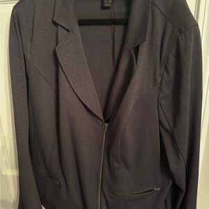 Lane Bryant Dark Charcoal Gray Casual Blazer with Notched Lapels and Relaxed Fit